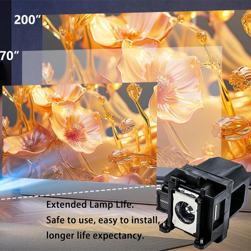 Qexudu مصباح بديل ELP53 لجهاز العرض لبولب إبسون ELPLP53 EB-1830 EB-1900 EB-1910 EB-1915 EB-1920W EB-1925W V13H010L53 مع السكن - Image 3